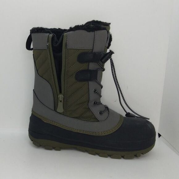 Thermolite Ecomode Boys Pre-owned Insulated Gray & Green Winter Boots - sz. 4 - Picture 2 of 8